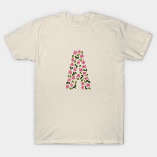 Floral Monogram Letter A T-Shirt
